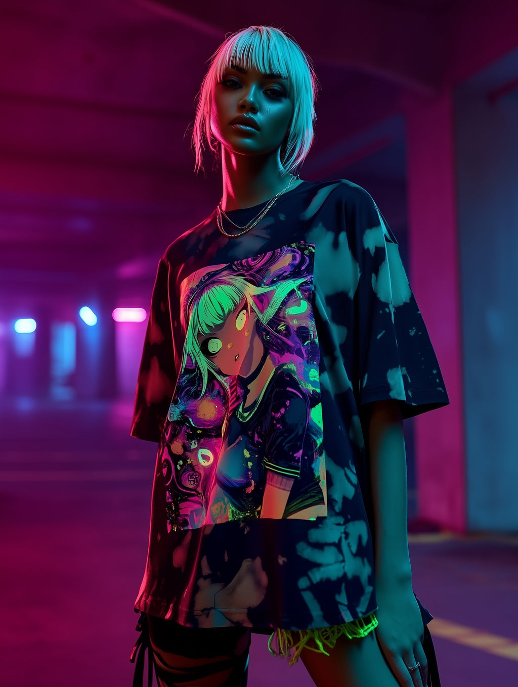 Neon Psyche – Unisex Tie Dye Oversized T-Shirt