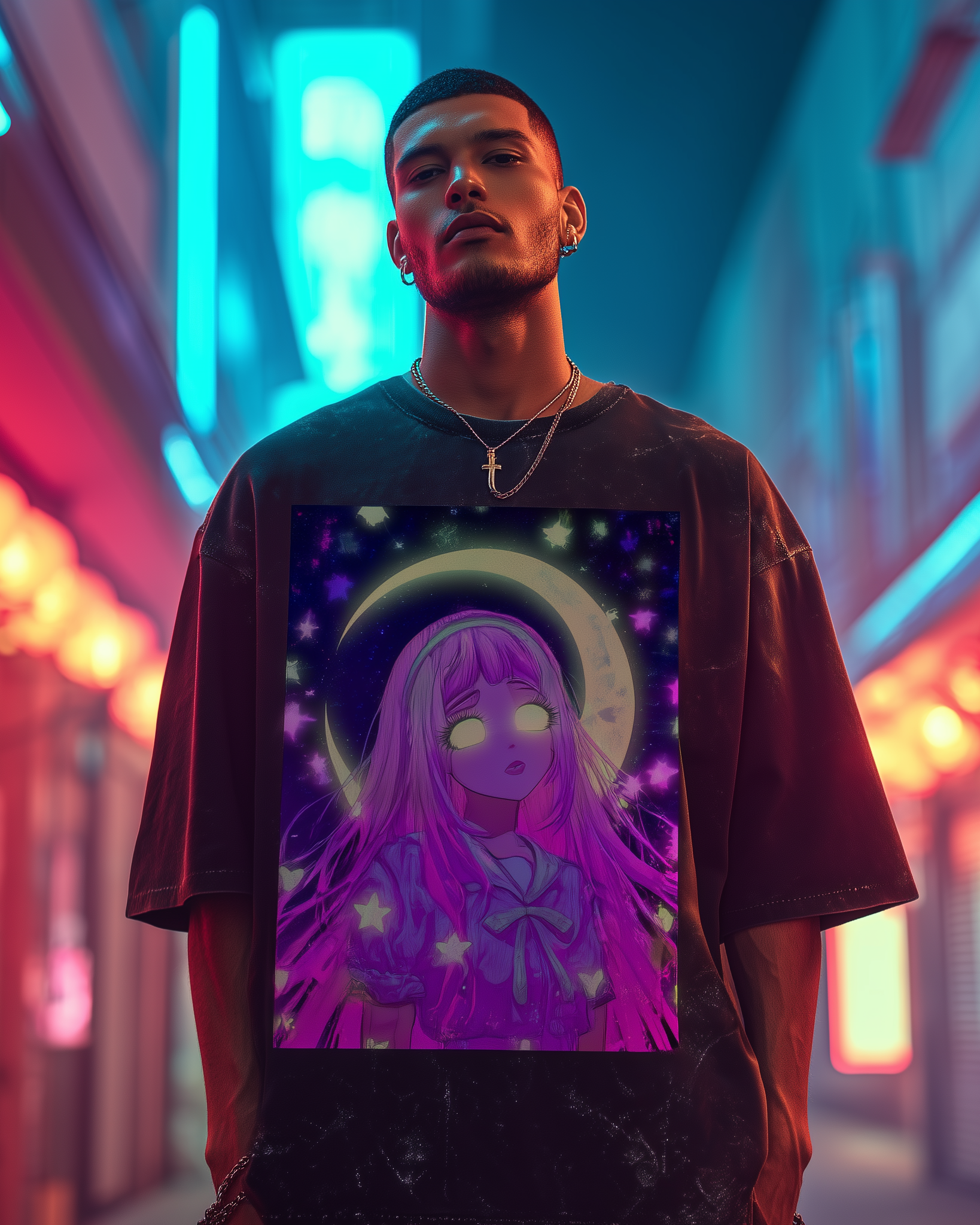 LUNAR GAZE – Unisex Acid Wash Oversized Tee