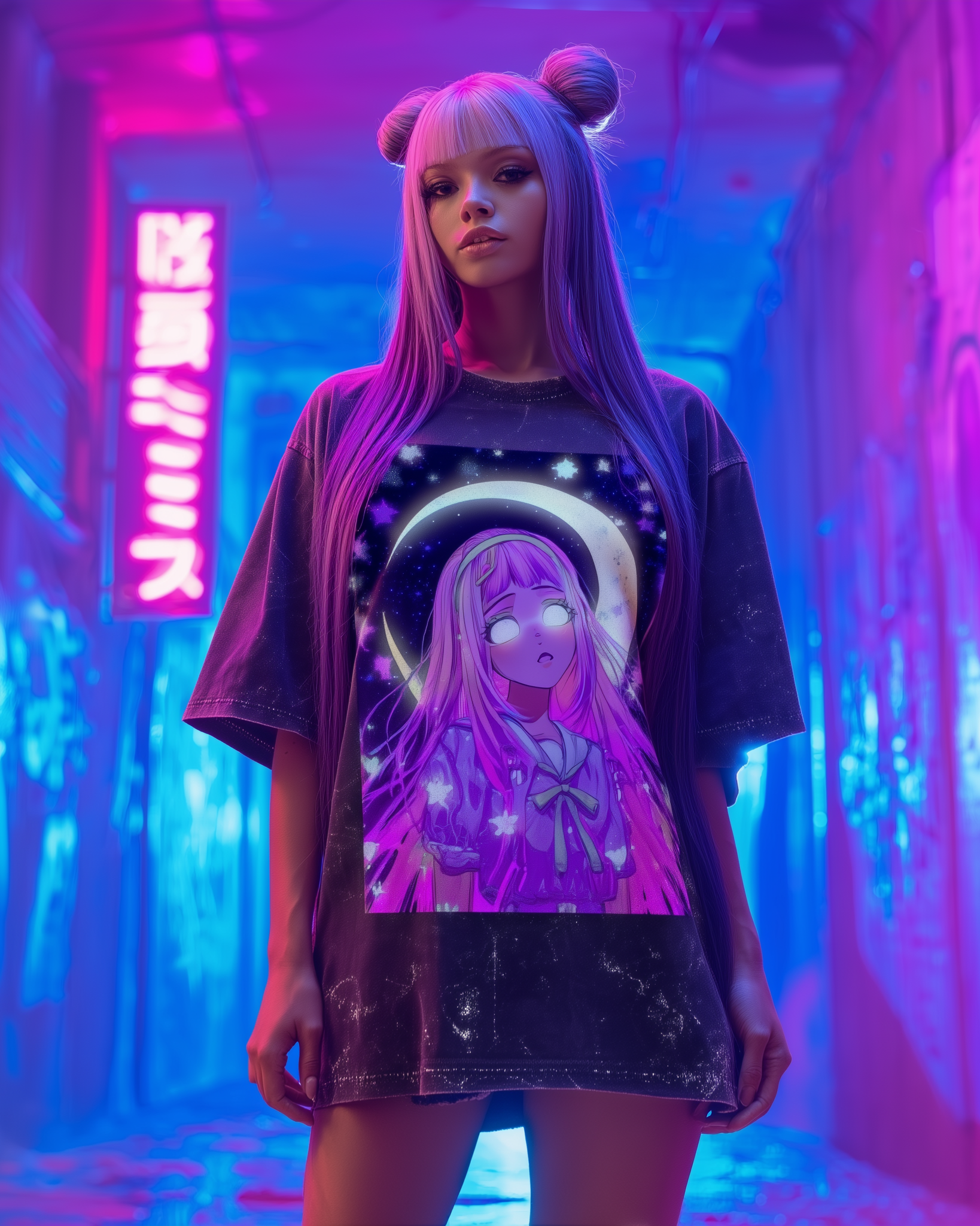 LUNAR GAZE – Unisex Acid Wash Oversized Tee