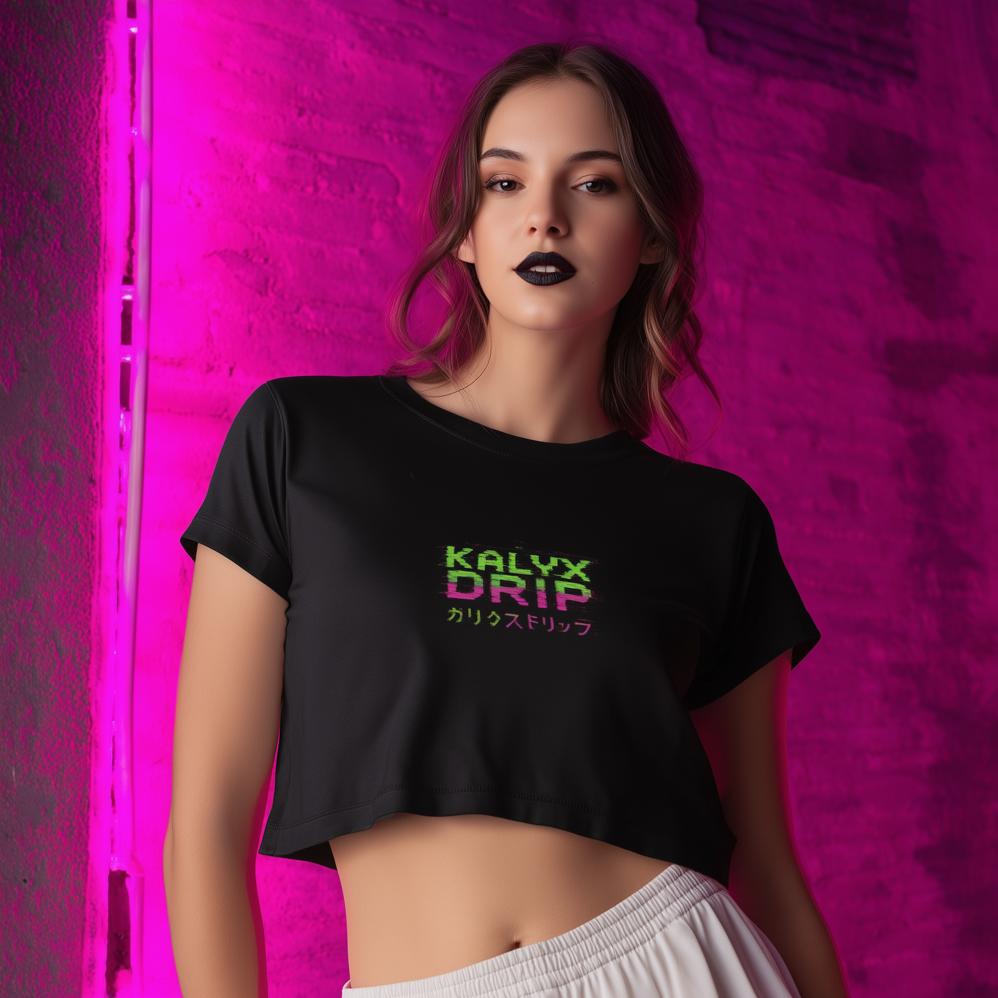 KALYX GLITCH LOGO – Women's Fitted Crop Top