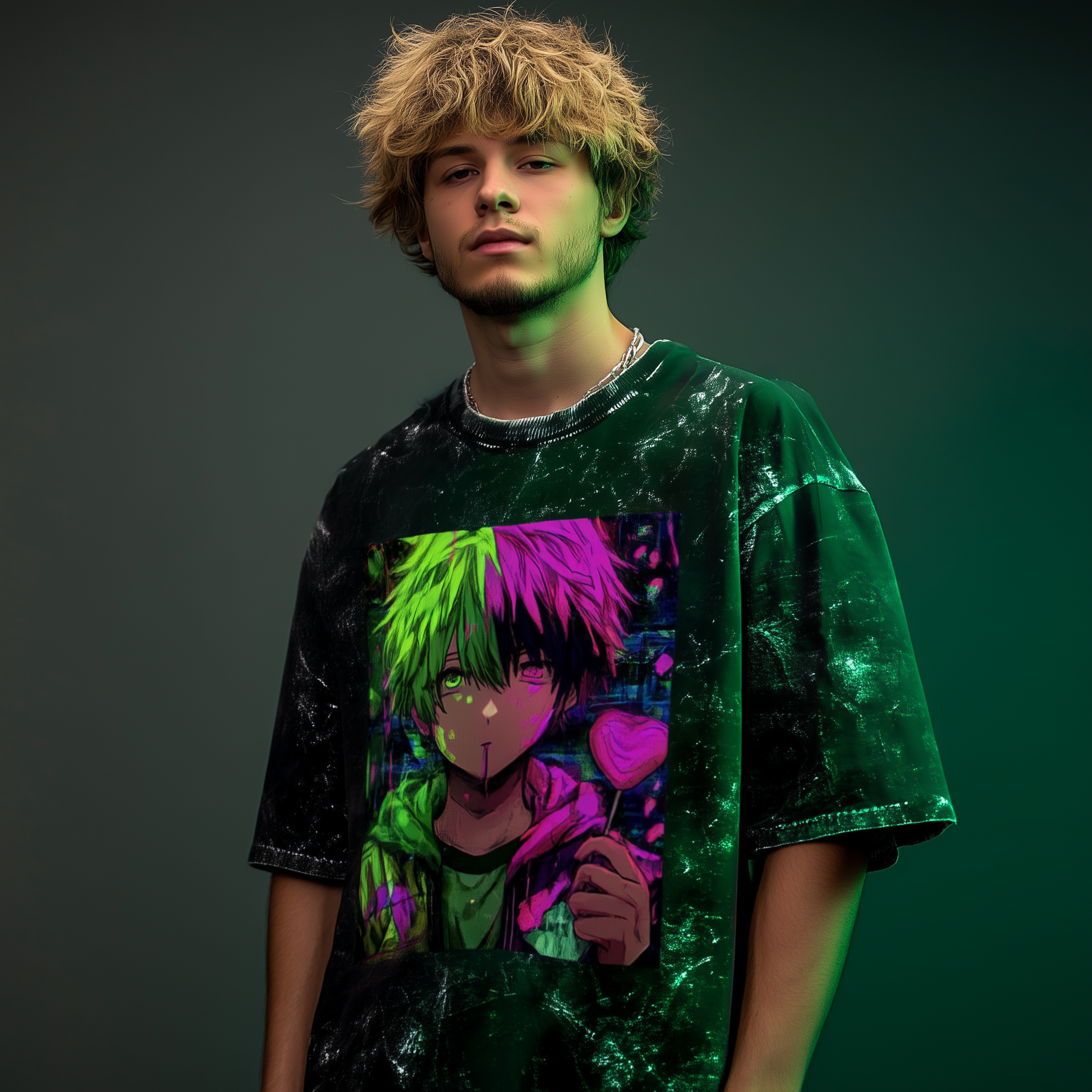 Anime Boy Unisex Acid Washed Oversized Tee – Street Rebel Edition